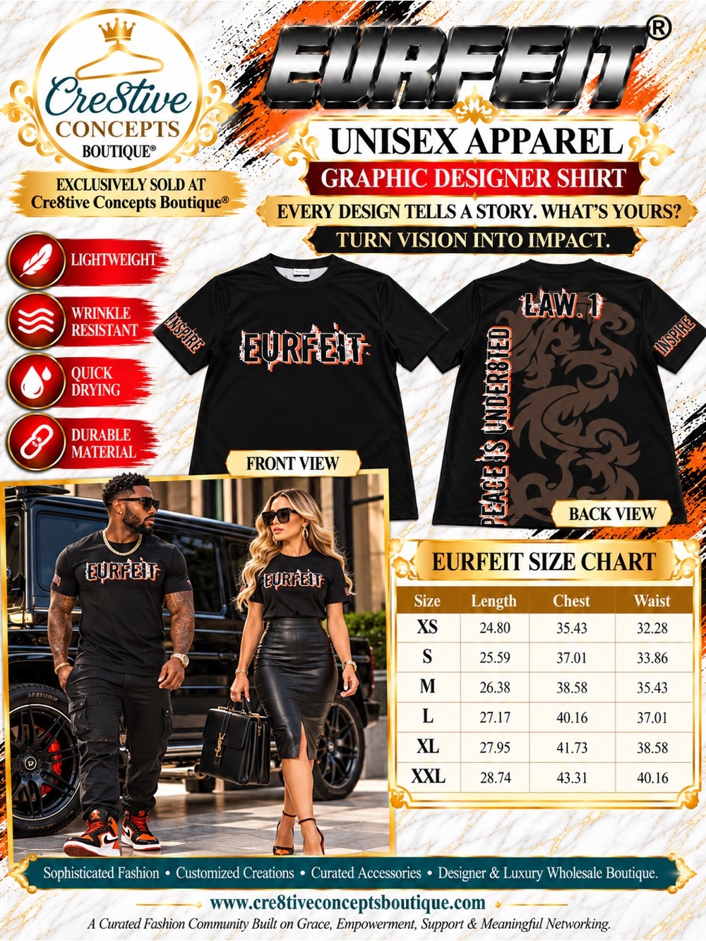 EURFEIT, “Peace Is Under8ted” Law 1 Inspire Custom Graphic Shirt